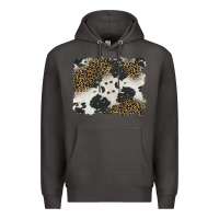 Smoke black and white cowhide background Premium Hoodie - BarkalooDesign