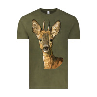 Vintage Olive Red brocket Deer Head Vintage Tee - LillyAllenDesigns