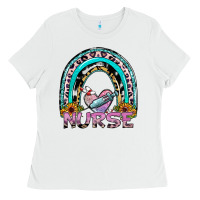 White nurse rainbow Ladies Tee - SublimationCraftShop