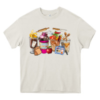 Cream Lunch Lady Coffee Cups Heavy Core Tee - FaDigitalArtStudio