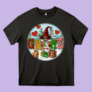 Christmas Gnome Heavy Core Tee Designed By Fadigitalartstudio