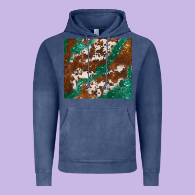Brown Cowhide Glitter Vintage Hoodie Designed By Barkaloodesign