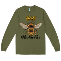 Army Green mama bee with crown Long Sleeve Tee - Artiststas