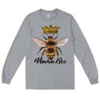 Heather Grey mama bee with crown Long Sleeve Tee - Artiststas