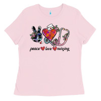 Bubblegum Pink peace love nursing Ladies Tee - SublimationCraftShop