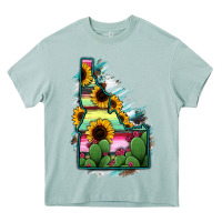 Arona Idaho Map Sunflower Cactus Serape Heavy Core Tee - RanaPortraitStore
