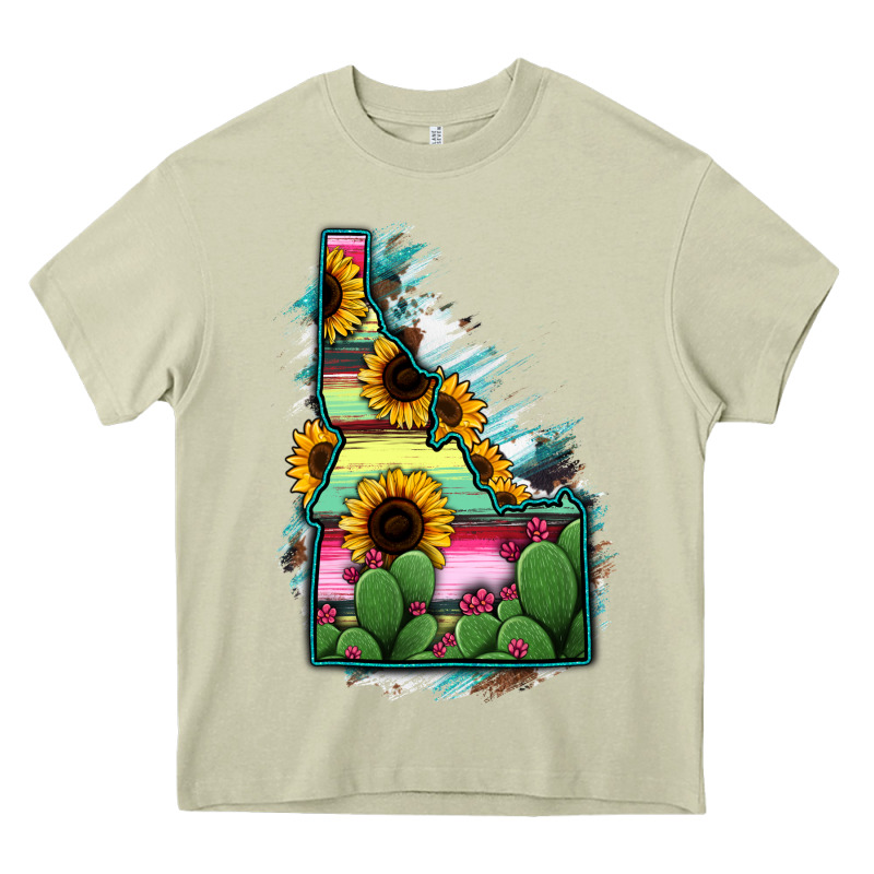 Idaho Map Sunflower Cactus Serape Heavy Core Tee by RanaPortraitStore | Teevron