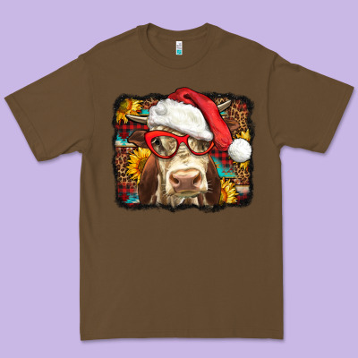 Christmas Cow Premium Tee Designed By Lillyallendesigns