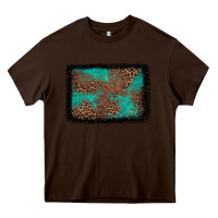 Chocolate Brown western leopard turquoise glitter tooled leather Heavy Core Tee - FaDigitalArtStudio