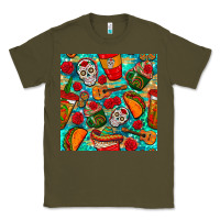 Army Green hispanic heritage month coffee cups and taco with glitter and leopard  Classic Tee - BundleAndBundleShop
