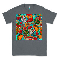 Charcoal Heather hispanic heritage month coffee cups and taco with glitter and leopard  Classic Tee - BundleAndBundleShop