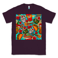 Plum hispanic heritage month coffee cups and taco with glitter and leopard  Classic Tee - BundleAndBundleShop