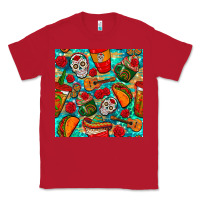 Red hispanic heritage month coffee cups and taco with glitter and leopard  Classic Tee - BundleAndBundleShop