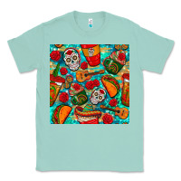 Seafoam hispanic heritage month coffee cups and taco with glitter and leopard  Classic Tee - BundleAndBundleShop
