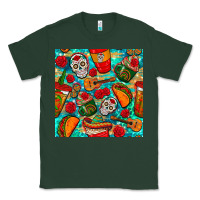 Sports Green hispanic heritage month coffee cups and taco with glitter and leopard  Classic Tee - BundleAndBundleShop