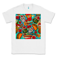 White hispanic heritage month coffee cups and taco with glitter and leopard  Classic Tee - BundleAndBundleShop