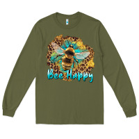 Army Green bee happy Long Sleeve Tee - Artiststas
