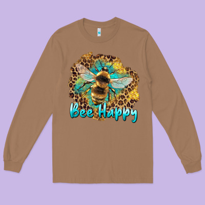 Bee Happy Long Sleeve Tee Designed By Artiststas