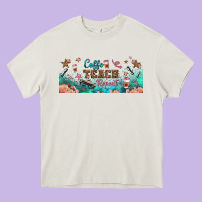 Coffe Teach Repeat Libbey Glass Heavy Core Tee Designed By Bundleandbundleshop