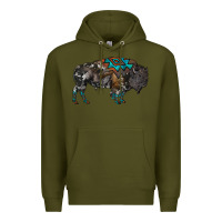 Army Green cowhide bison Premium Hoodie - RanaPortraitStore