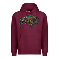 Burgundy cowhide bison Premium Hoodie - RanaPortraitStore