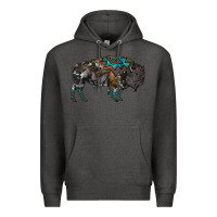Charcoal Heather cowhide bison Premium Hoodie - RanaPortraitStore