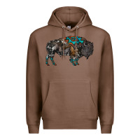 Chestnut cowhide bison Premium Hoodie - RanaPortraitStore