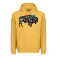 Mustard cowhide bison Premium Hoodie - RanaPortraitStore