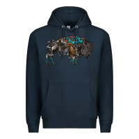Navy cowhide bison Premium Hoodie - RanaPortraitStore