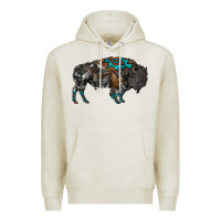 Oatmeal Heather cowhide bison Premium Hoodie - RanaPortraitStore