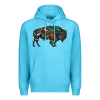 Ocean Blue cowhide bison Premium Hoodie - RanaPortraitStore