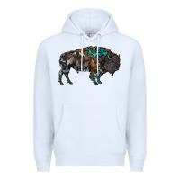 White cowhide bison Premium Hoodie - RanaPortraitStore