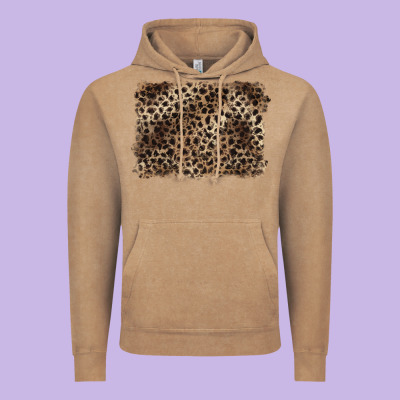 Handdrawn Leopard Pattern Brown Vintage Hoodie Designed By Barkaloodesign