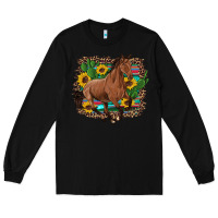 Black western horse cactus sunflowers serape leopard  turquoise wooden Long Sleeve Tee - Artiststas