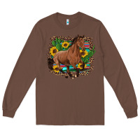 Chestnut western horse cactus sunflowers serape leopard  turquoise wooden Long Sleeve Tee - Artiststas