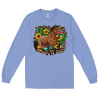 Colony Blue western horse cactus sunflowers serape leopard  turquoise wooden Long Sleeve Tee - Artiststas