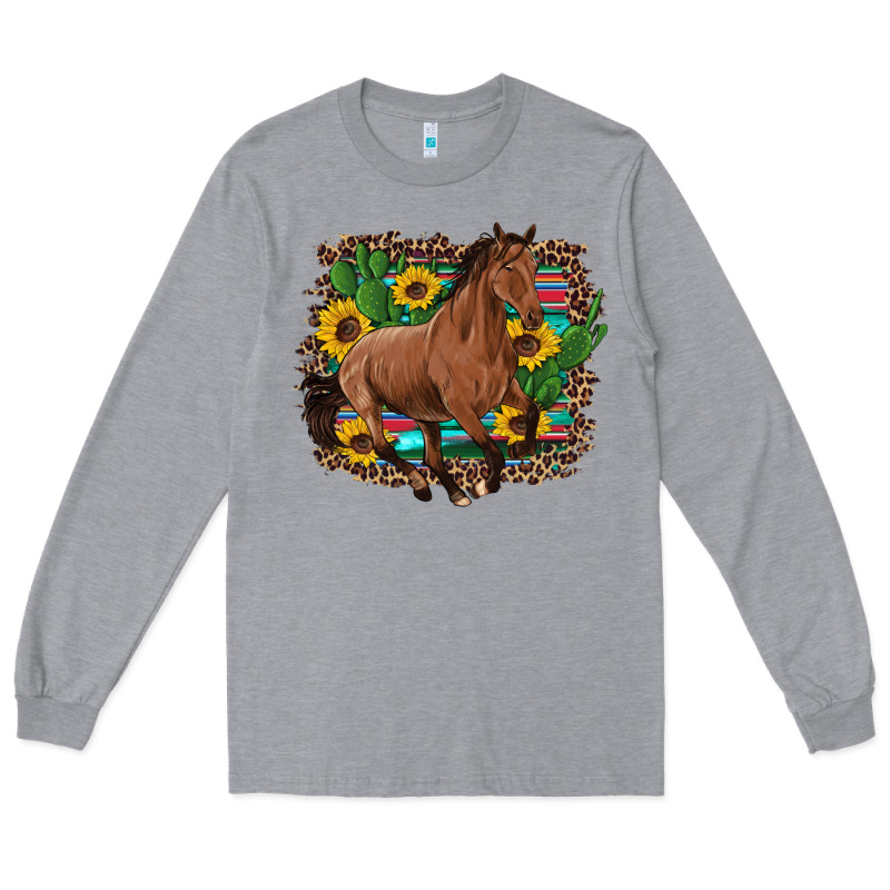 Western Horse Cactus Sunflowers Serape Leopard  Turquoise Wooden Long Sleeve Tee by Artiststas | Teevron