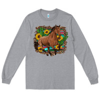 Heather Grey western horse cactus sunflowers serape leopard  turquoise wooden Long Sleeve Tee - Artiststas