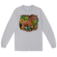 Moon Dust western horse cactus sunflowers serape leopard  turquoise wooden Long Sleeve Tee - Artiststas