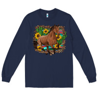 Navy western horse cactus sunflowers serape leopard  turquoise wooden Long Sleeve Tee - Artiststas