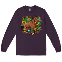 Plum western horse cactus sunflowers serape leopard  turquoise wooden Long Sleeve Tee - Artiststas