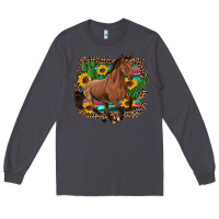 Smoke western horse cactus sunflowers serape leopard  turquoise wooden Long Sleeve Tee - Artiststas