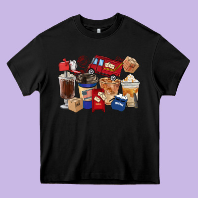 Postal Worker Coffee Cups Heavy Core Tee Designed By Fadigitalartstudio
