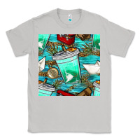 Moon Dust fish coffee cups and reeds with paper boat and leopard lake seamless p Classic Tee - BundleAndBundleShop