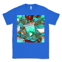 True Royal fish coffee cups and reeds with paper boat and leopard lake seamless p Classic Tee - BundleAndBundleShop