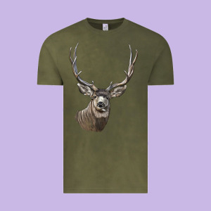 Mule Buck Deer Head Vintage Tee Designed By Lillyallendesigns