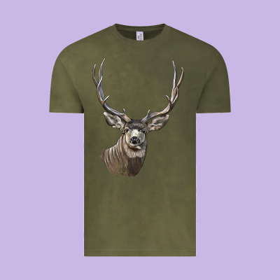 Mule Buck Deer Head Vintage Tee Designed By Lillyallendesigns