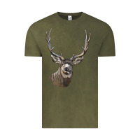 Vintage Olive Mule Buck Deer Head Vintage Tee - LillyAllenDesigns