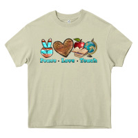 Mossy peace love teach Heavy Core Tee - BundleAndBundleShop