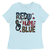 Baby Blue red wine blue Ladies Tee - CowhideDigitalArt